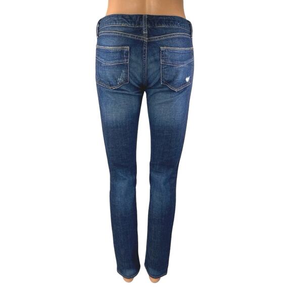 GAP 1969 Always Skinny Women's Blue Distressed Low Rise Denim Jeans Pants Sz 26 - Picture 3 of 6